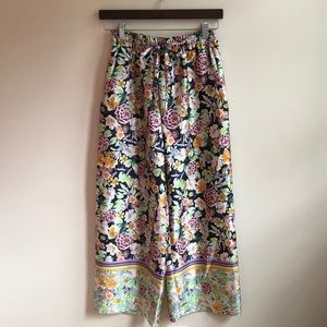 Zara multi-colored floral wide-leg pants.